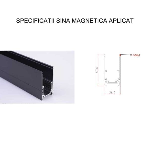 SINA DE 1 METRI APLICAT PENTRU PROIECTOARE MAGNETIC NEGRU