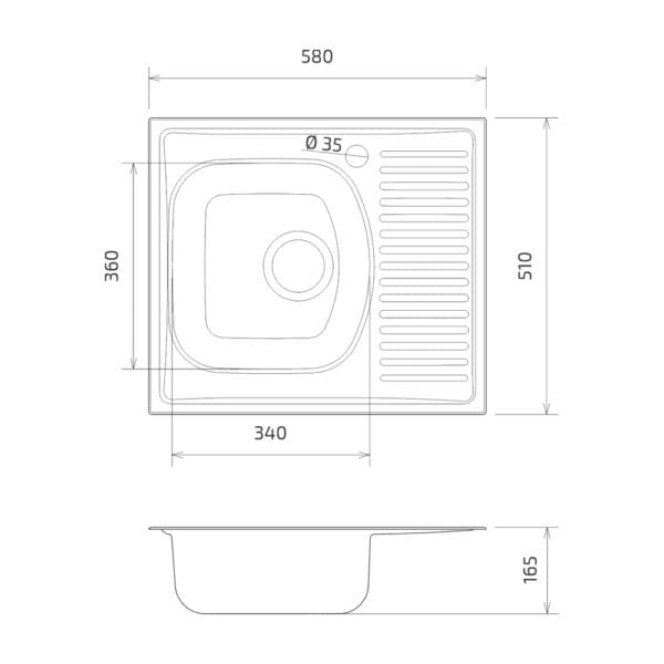 CHIUVETA INOX 2601.B1/2SM 580x510 1C1/2P ST. SANOBI (1/1) - imagine 2